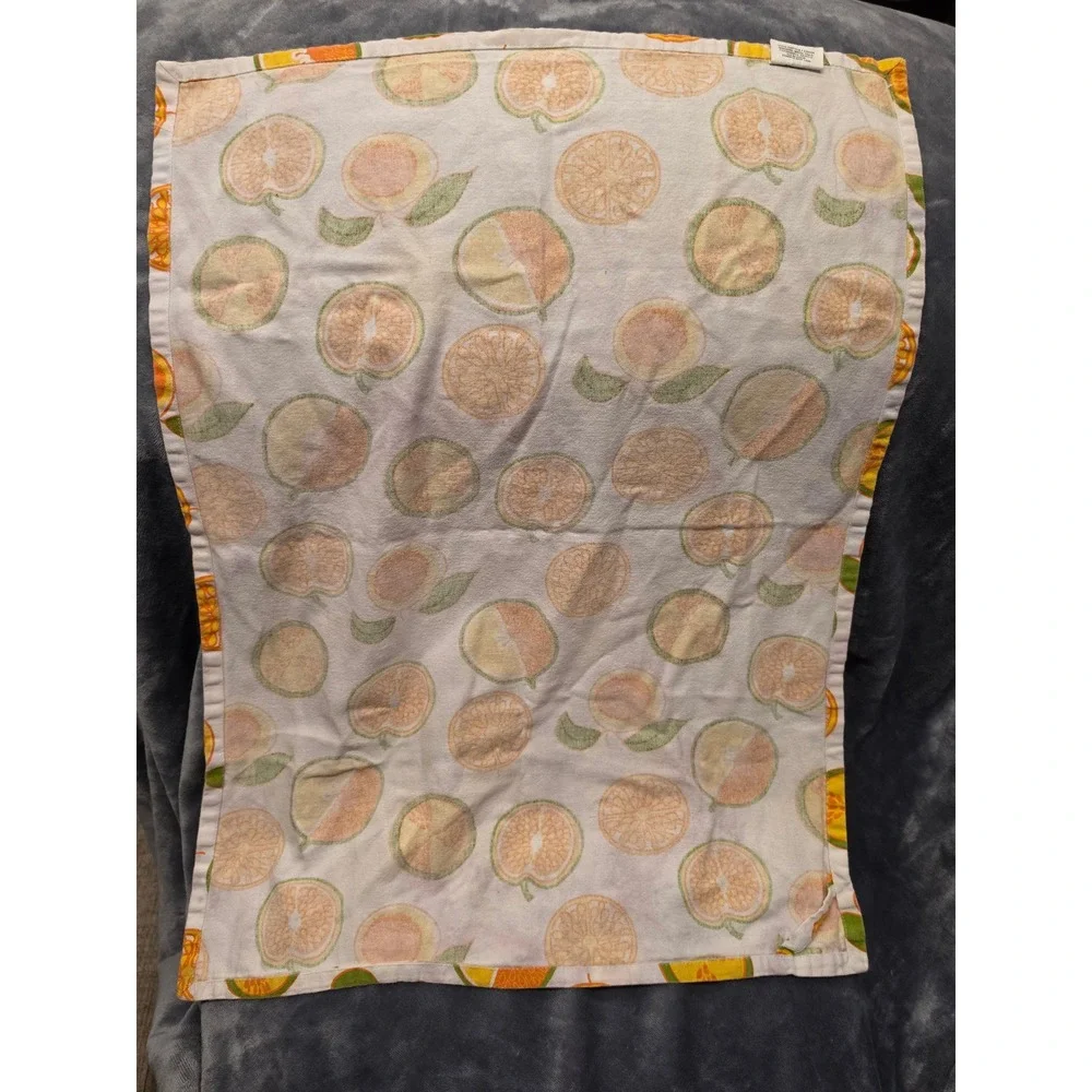 Crate & Barrel Citrus Slice Dish Towel Orange Yellow Fruit Print Cotton 20x30